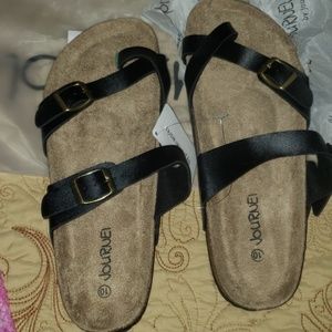 💐JOURNEI FOOTBED SANDALS SIZE 10 BLACK NWT💐